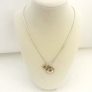 Brighton B Happy‎ Triple Peace & Heart Two Toned Charm Silver Necklace Chain